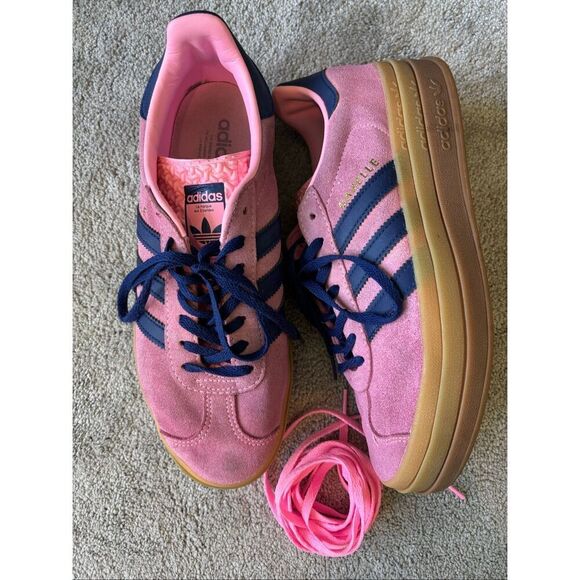 adidas Gazelle Bold W Women's Trainers pink/navy Sz 9 - Picture 4 of 9